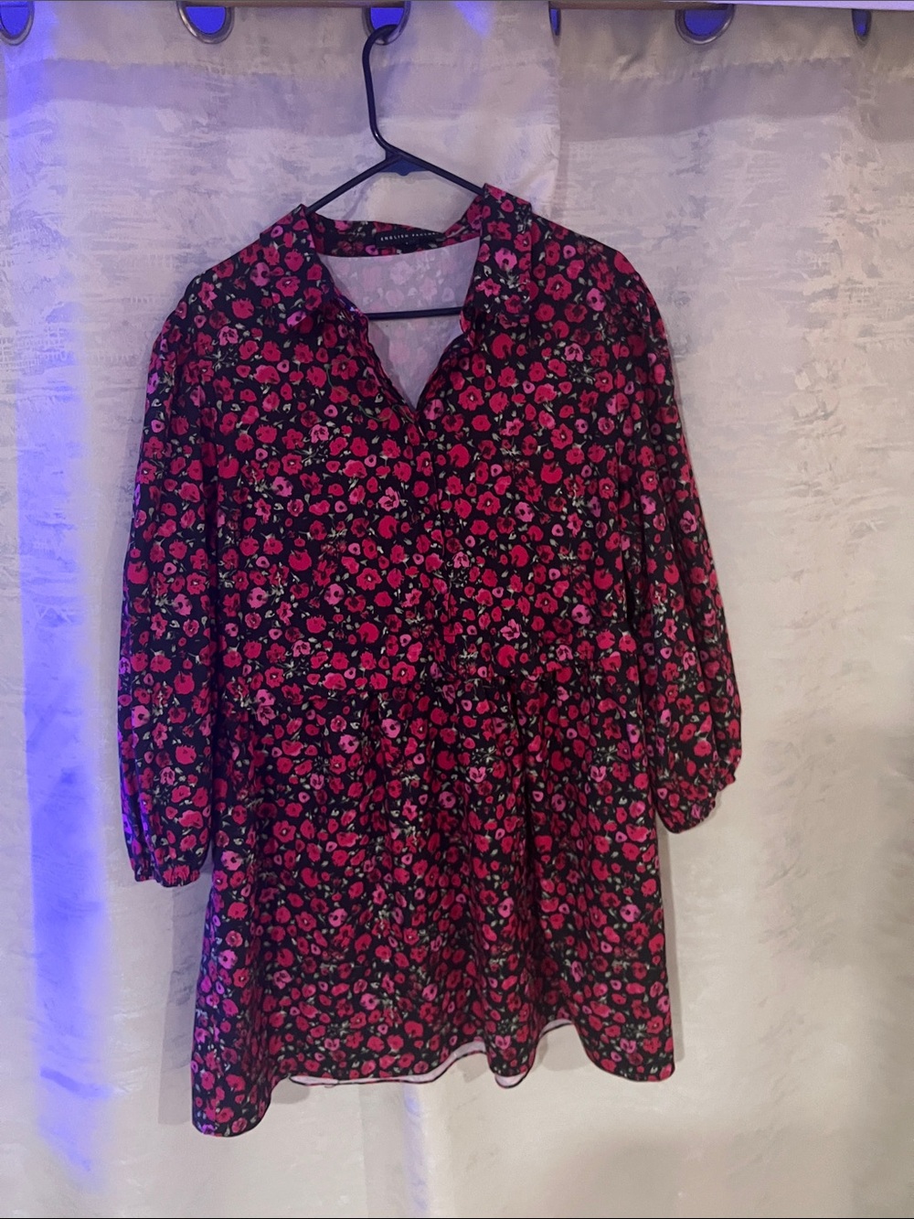 English Factory Black Floral Button-Up Tunic babydoll